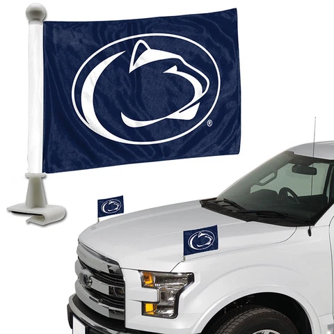 Penn State Nittany Lions Set of 2 Ambassador Style Car Flags - Trunk Hood Cover