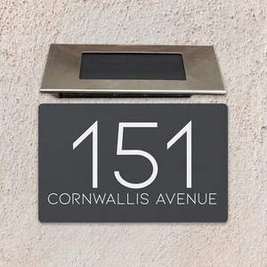 Personalised Floating House Number Sign Plaques Address Sign with Solar Light UK - Picture 1 of 44