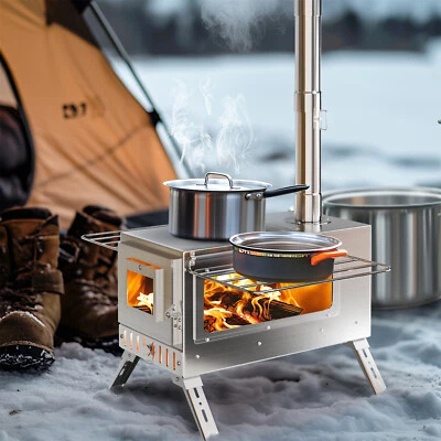 KINGDARN Zeltofen komplett Campingofen Zeltkamin Edelstahl Holzofen mit 6.8ft Schornstein