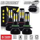 4Pcs 4-Sides 9005+9006 Led Headlight Bulbs Kit High/Low Beam Bright White 6500K