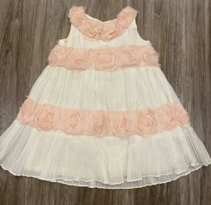 HALABALOO ROSETTE ROSES FLOWERS BOUQUET CREAM DRESS Size 2T EUC - Picture 1 of 8