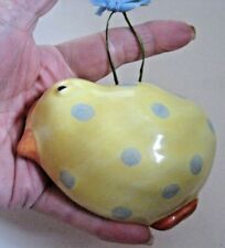 VTG Yellow Blue Polka Dot Hanging EASTER CHICK MOLD FIGURINE Peep Wall  ITALY 1