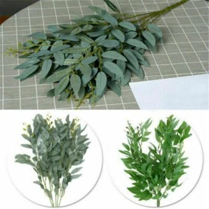 Artificial Fake Silk Flower Leaf Home Decor Foliage Plant Wreath Eucalyptus Xmas - Picture 1 of 16