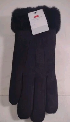1 par de guantes de gamuza sintética negros para mujer con aislamiento 3M talla única Foto 1 de 4
