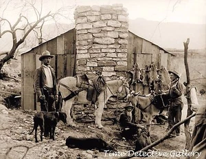 Trappers & Hunters at Their Cabin, Brown's Basin, AZ -1908- Historic Photo Print - Picture 1 of 1