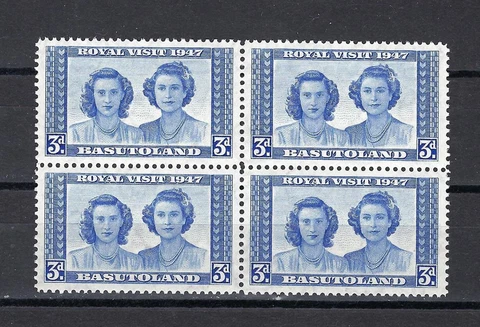 Basutoland 1947 Sc# 37 Princesses Margaret Rose & Elizabeth block 4 MNH Cover