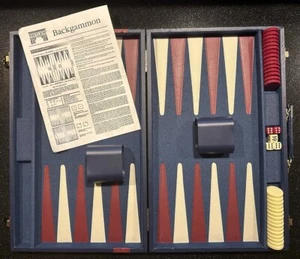Vintage Backgammon Folding Travel Set, w 5 Dice, 2 Cups, 30 Chips & Instructions - Picture 1 of 11