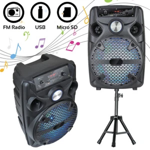 Loud Bluetooth Party Speaker 8" Sub woofer Heavy Bass w/DJ Stand Karaoke Mic - Picture 1 of 8