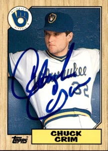 Tarjeta de novato firmada por Chuck Crim 1987 Topps intercambiada #25T Milwaukee Brewers - Imagen 1 de 2