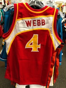 SPUD WEBB Atlanta Hawks Jersey NBA BOYS/YOUTH MITCHELL & NESS RED/YELLOW - Picture 1 of 6