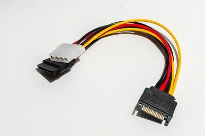 15 Pin S-ATA (SATA) male zu 4 Pin Molex IDE und 15 Pin S-ATA female Stromadapter - Bild 1 von 4