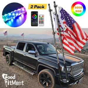 3ft RGB Spiral LED Whip Lights Antenna Music Chasing For GMC Sierra 1500 Denali - Picture 1 of 12
