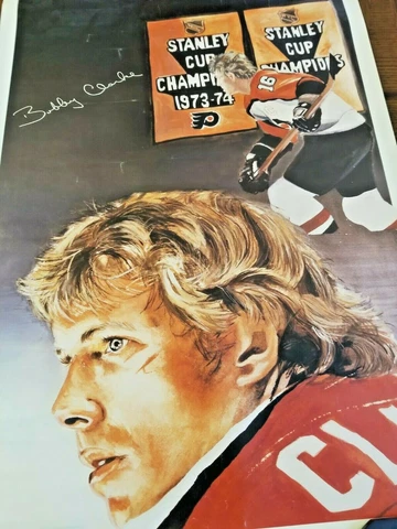 🔥VINTAGE 70s 80s Bobby Clarke POSTER🏒 Philadelphia FLYERS NHL Hockey 23.5Wx36H Cover