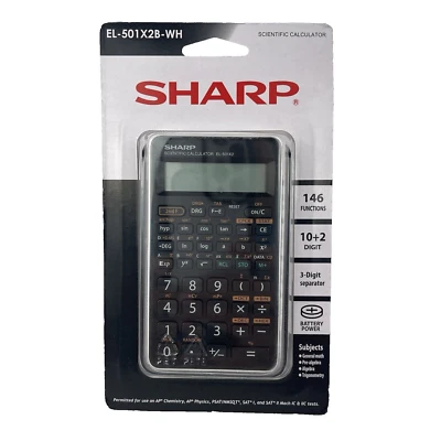 Sharp EL-501X2B-WH Chemistry Physics Calculator Battery Power 146 Functions - Image 1 of 4