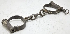 Vintage Iron Handcuffs Locks Original Old Hand Crafted Working Condition - Picture 1 of 8