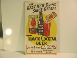Vintage Circa 1930 Tomato Cocktail Beer Poster "The Best New Drink Since Repeal" - Picture 1 of 7