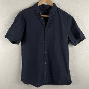Camisa Allsaints Para Hombres S Azul Marino Waycross Manga Corta Abotonada Color Manchado - Imagen 1 de 5