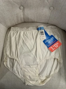 Vintage Maidenform Wise Buys 100 % Baumwolle Slip Höschen Gr. 6 elfenbein Spitze 40523 NEU - Bild 1 von 5