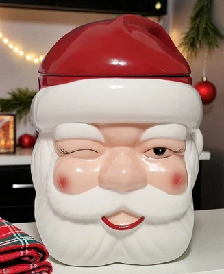 Tarro de galletas Pottery Barn figurativo descarado de Papá Noel 11,5" NUEVO vacaciones de Navidad Foto 1 de 4