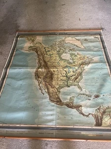 Schulwandkarte, Nordamerika, Topographie, Ca 180x162 cm, Flüsse, Meerestiefen - Bild 1 von 10