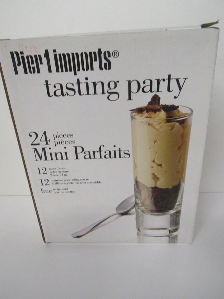 Pier 1 Imports Tasting Party 12 Glass Mini Parfaits 12 Stainless Spoons 24 Piece