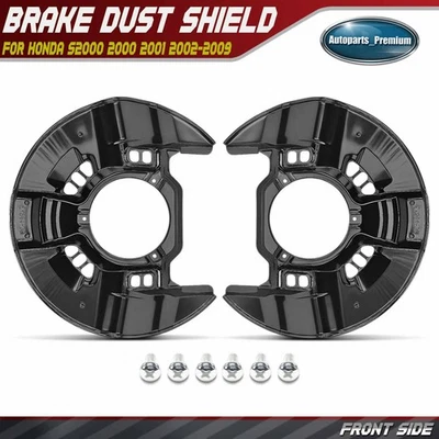 2pcs Front Left & Right Side Black Brake Dust Shield for Honda S2000 2000-2009 - Image 1 of 4
