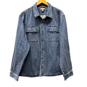LL Bean Shirt Mens XL Signature Denim Work Shacket Button Up Slightly Fitted - Picture 1 of 11