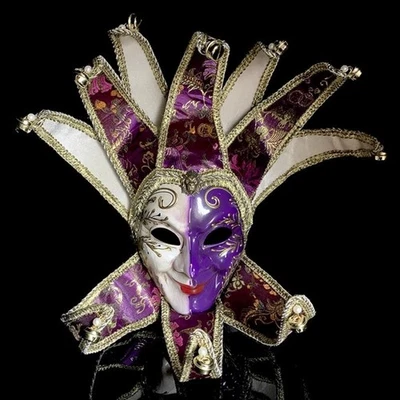 Luxury Jester Joker Venetian Masquerade Costume Halloween Party Props Mask Gift - Image 1 of 4