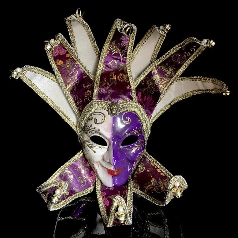 Luxury Jester Joker Venetian Masquerade Costume Halloween Party Props Mask Gift - Image 1 of 4