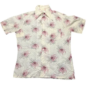 Vintage 60er 70er Spire California Hemd Polyester Kurzarm Knopfleiste Medium Blumen - Bild 1 von 11