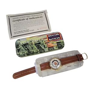 Vintage Lionel Train Collectable Watch Brown Leather Band in Metal Case with COA - Picture 1 of 7