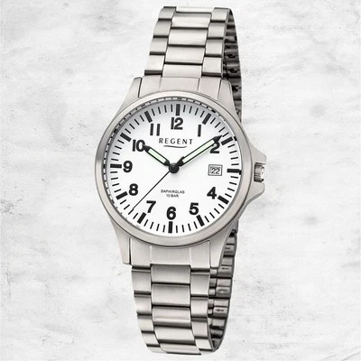 Regent Orologio da Polso da Uomo Analogico Cinturino IN Metallo, Argento - Immagine 1 di 4