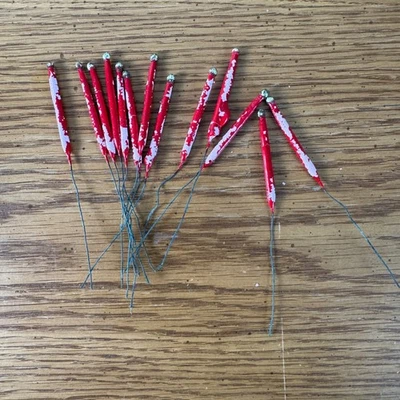 Adornos navideños vintage de alambre de vela brillante rojo plata Foto 1 de 3