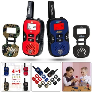2x Kinder Walkie Talkies große Reichweite 2-Wege Radio LCD Bildschirm Taschenlampe 4 Platten - Bild 1 von 8