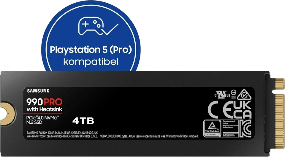 SAMSUNG 990 PRO Heatsink PS5 4TB Gaming SSD MZ-V9P4T0CW NEU - Bild 1 von 1