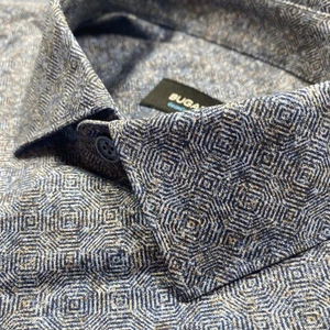 Nwot Bugatchi OoohCotton Tech/8 Way Stretch Mens Large L Geometric Blue - Picture 1 of 11