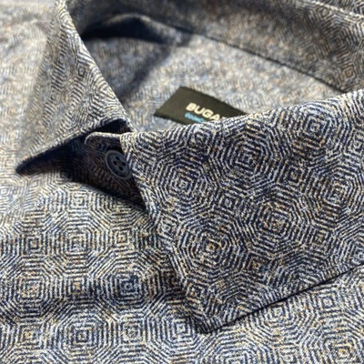 Nwot Bugatchi OoohCotton Tech/8 Way Stretch Mens Large L Geometric Blue - Image 1 of 4