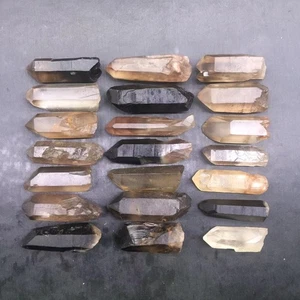 Natural Clear Smokey Quartz Lemuria Crystal Healing Rough Point Decorate 22Pcs - Picture 1 of 10
