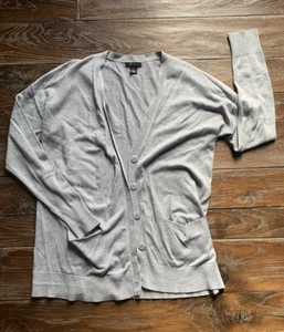 Halogen Women's Knit Sweater Button Down Long Sleeve Gray Size Medium - Picture 1 of 4