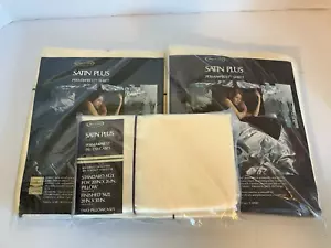 Vintage Sears 4-teiliges/Set Satin Bettwäsche volle Größe seidig luxuriös weich Satin Bett NEU - Bild 1 von 7