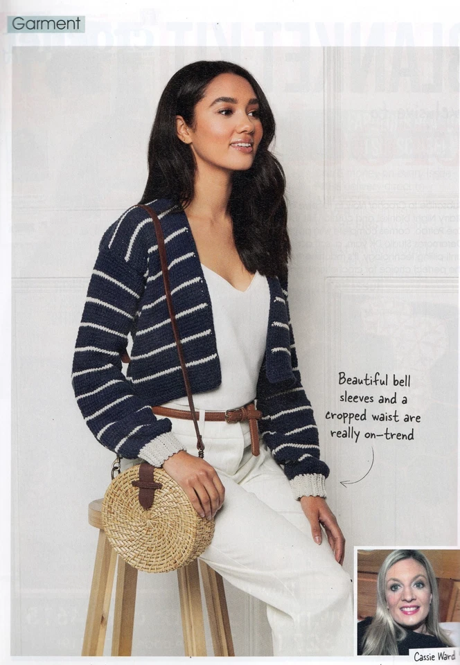 CROCHET PATTERN CARDIGAN 75-128cm STRIPED LONG-SLEEVES RIBBED CROPPED DK CNM M8A - Image 1 of 1