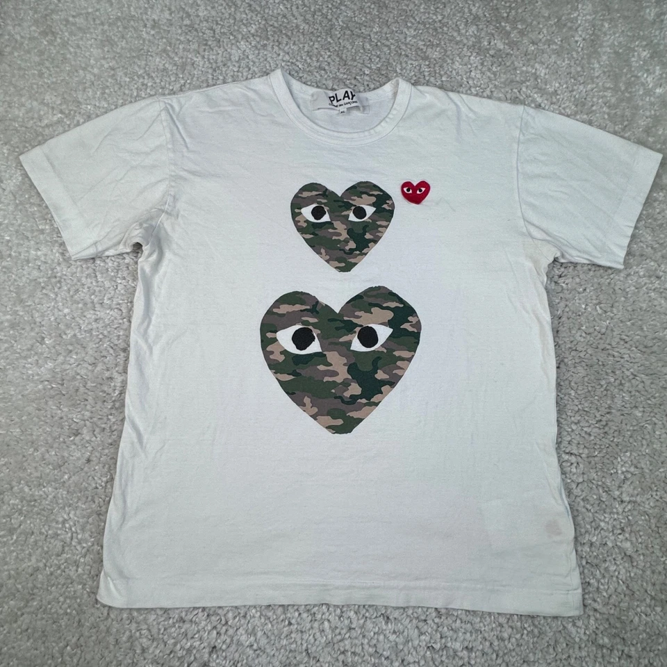 Comme des Garcons PLAY 双迷彩心形 T 恤女式 XL — 第 1/4 张图片