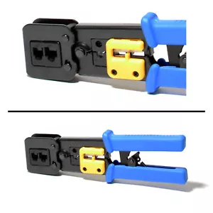 RJ45 Crimping Tool Pass Through Ethernet Network Cat6 Cat5e Connectors Crimper - Picture 1 of 3