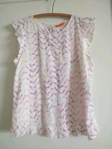 Joe Fresh Sleeveless Top Size M? Dragonflies Linen Lavender Ruffles Women's - Picture 1 of 18