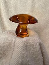 Vintage Mid-Century Glass Mushroom Paperweight, Brown 