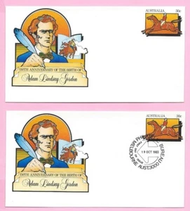 AUSTRALIA 1983 PAIR of PSE's #068 - FDC & Mint - Birth ADAM LINDSAY GORDON - Picture 1 of 2