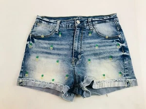 WallFlower Jeans Shorts Girl's Junior Size 7 Blue Denim Cuffed Raw Hem Cut Off - Picture 1 of 8