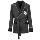 DOLCE & GABBANA Silk Striped Robe Coat Blazer DG Logo White Black 48 38 M 12376