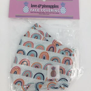 Love & Pinapples Face Covering Mask Reuseable Adjustable Nose Wire Rainbow - Picture 1 of 2
