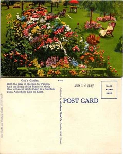 Postal -Un hermoso jardín en Sunshine State, Florida - 1947Gods Garden Wi- - Imagen 1 de 1